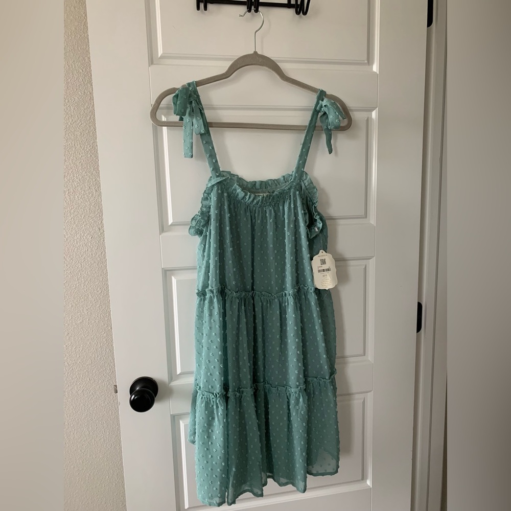 Green spaghetti strap dress